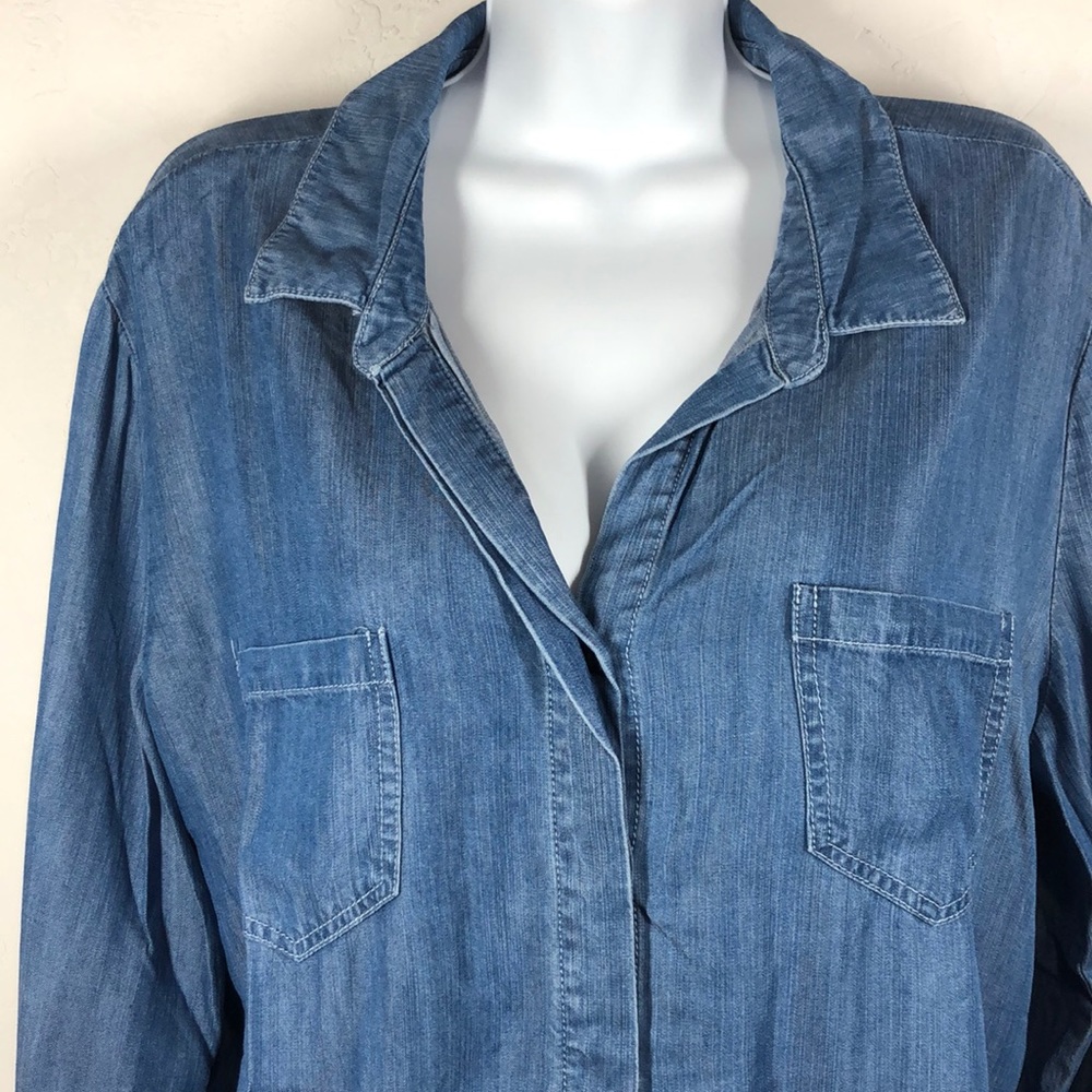Harve Benard denim button down blouse size xl - Picture 2 of 8